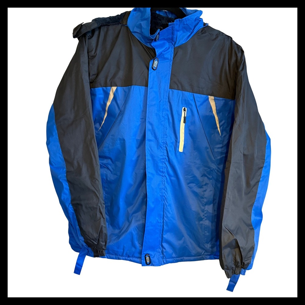 NWOT Pasuxi Mens Blue Black Hooded Winter Jacket Coat Size XL